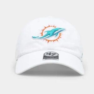Miami Dolphins White Baseball Cap with Teal & Orange Logo Waterproof NWT OSFM
